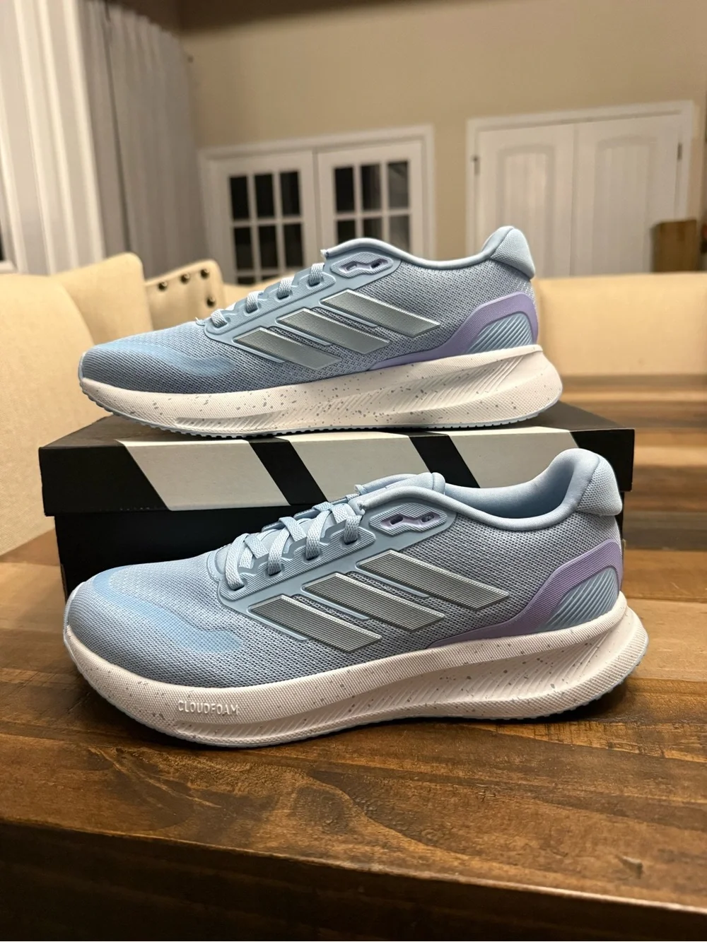 adidas Runfalcon 5 W Women’s Light Blue and Lavender Athletic Running Shoes